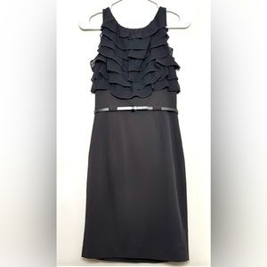 🔥 NWOT Calvin Klein Black Ruffle Belted Dress!